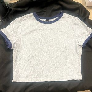 SHEIN- Round Neck Ringer Crop Top